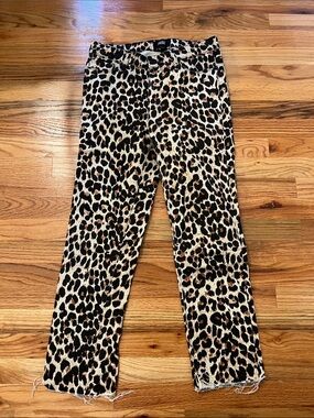 PAIGE Leopard-Print Straight Jeans in Black and Brown
